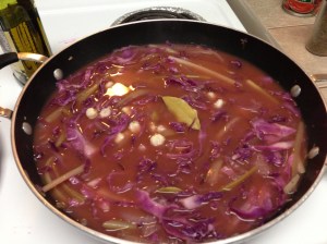 tomato puree, chicken broth, hominy (i didn't have beans) dried thyme, pepper