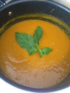 amazing carrot-kabocha and thai basil soup