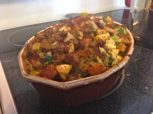 cranberry apple sausage stuffing. yum.